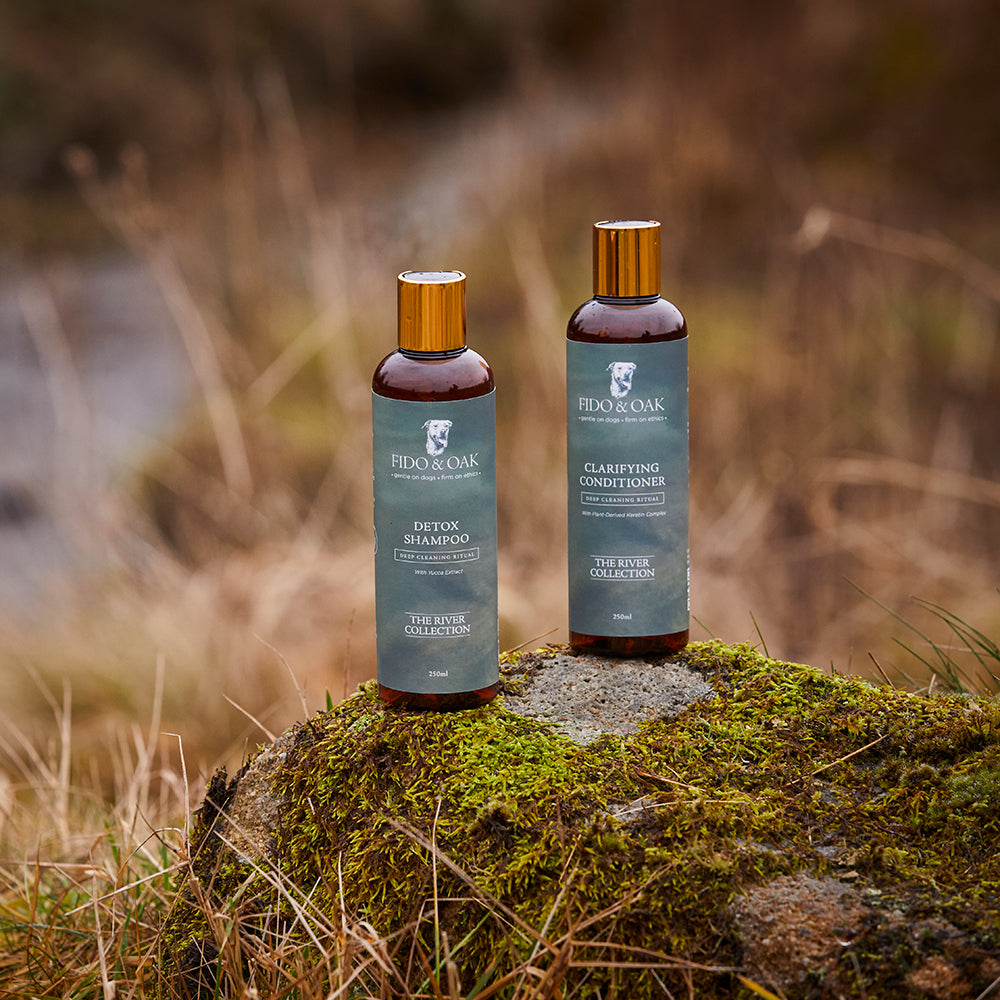 Fido & Oak detox dog shampoo and conditioner from the River Collection